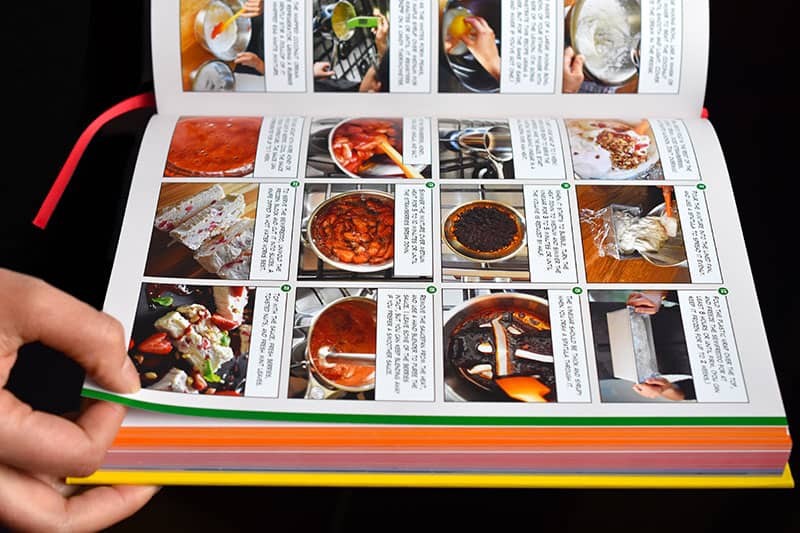 An open copy of Ready or Not! cookbook by Michelle Tam & Henry Fong that shows the step-by-step photos.